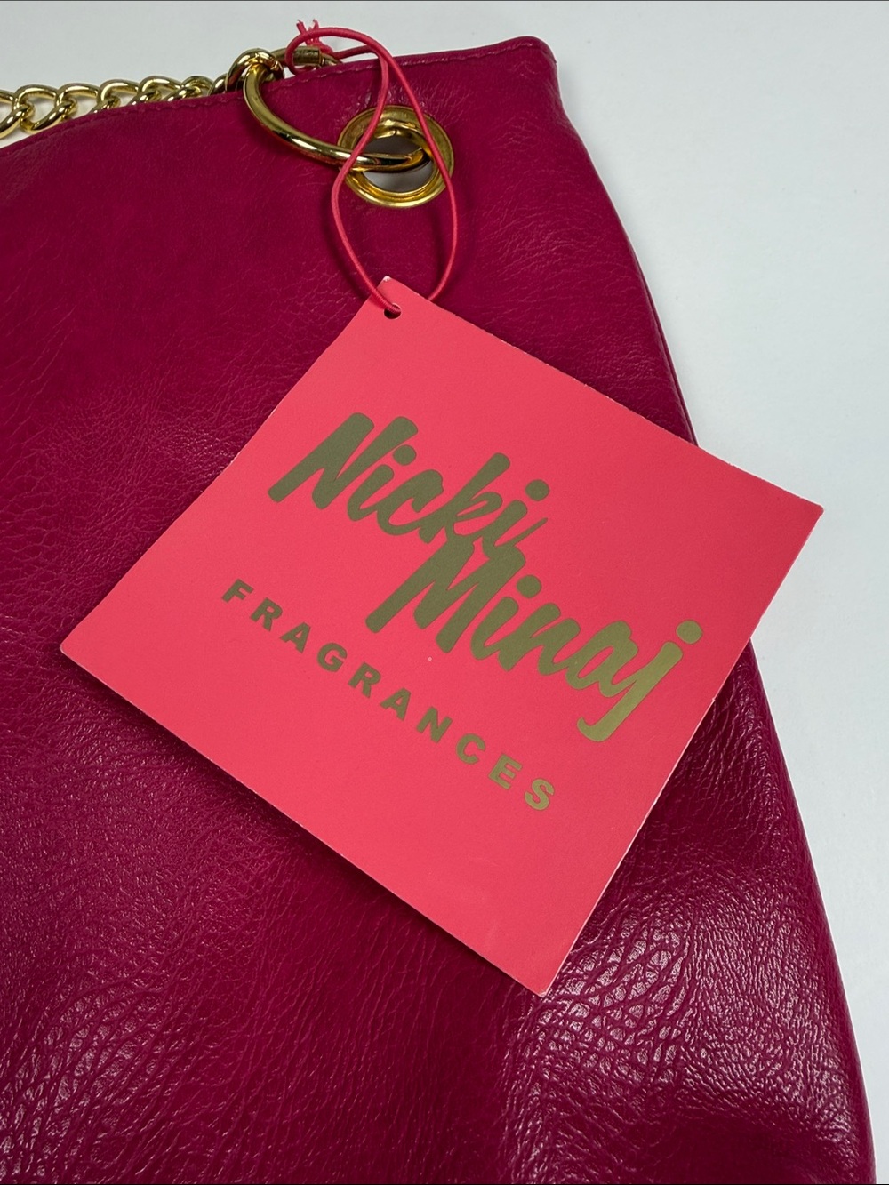 Niki Minaj Fragrances Hot Pink Studded Shoulder Bag Gold Chain Strap Y2K Glam - Picture 4 of 9
